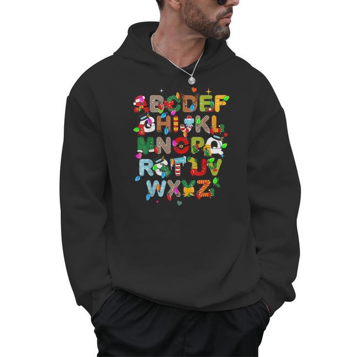 ABCs Learning Kindergarten Teacher Christmas Lights Alphabet For Men Women Kids Men Hoodie