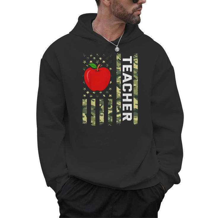American Flag Camouflage Teacher Patriotic 4th Of July Men Hoodie
