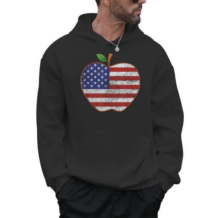 American Flag Teachers Students Apple 4th Of July Vintage Men Hoodie