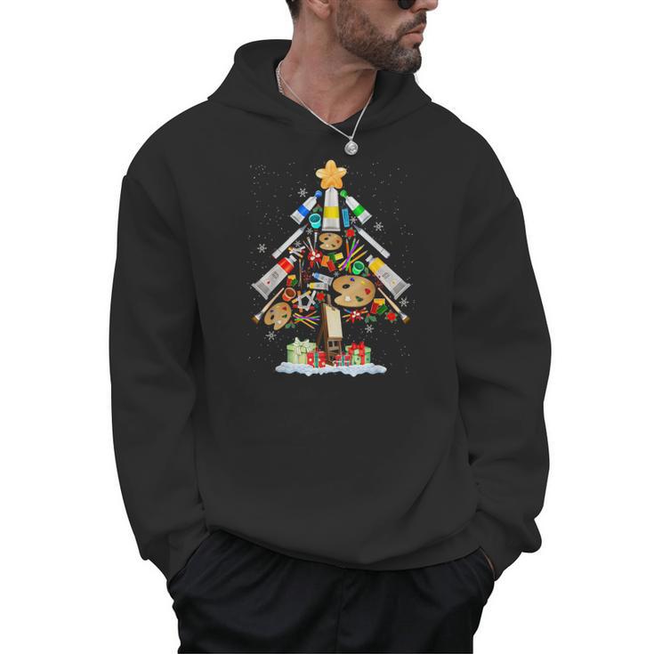 Art Christmas Tree Merry Christmas Artist Art Teacher Men Hoodie