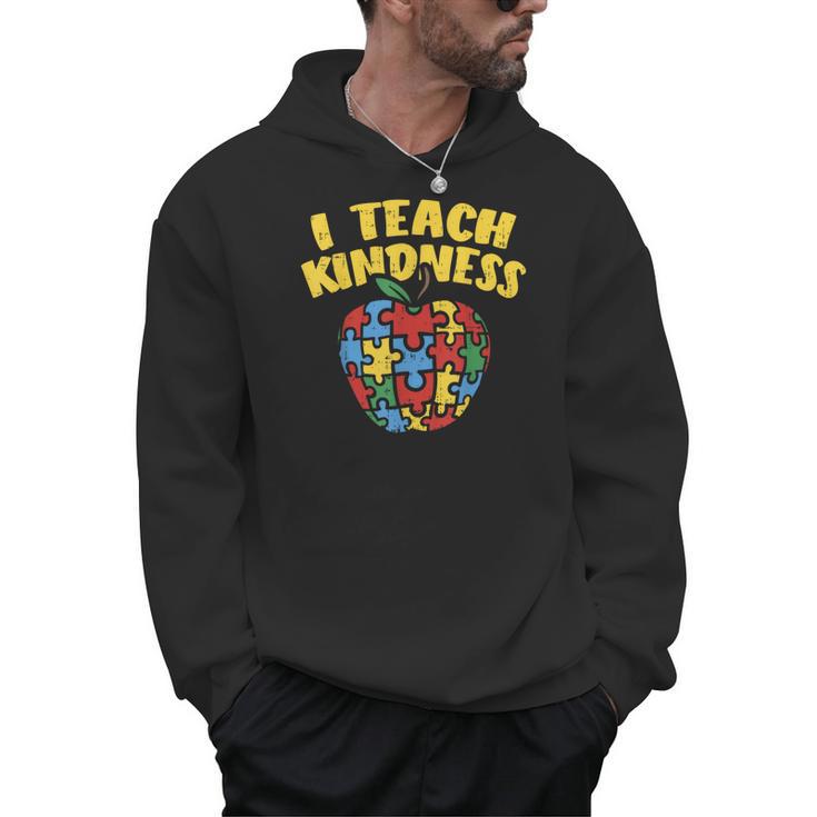 Autism Teacher Shirt I Teach Kindness Apple Puzzle Awareness Men Hoodie