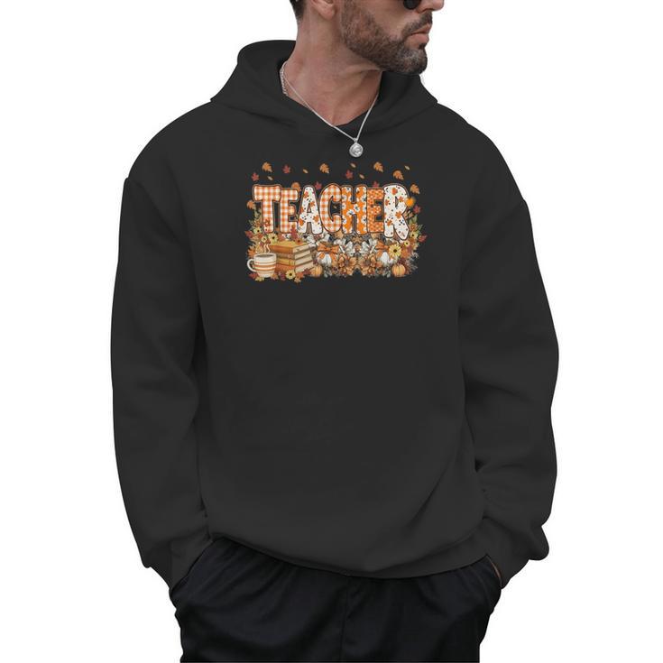 Autumn Pumpkin Thanksgiving Coffee Floral Teacher Fall Men Hoodie