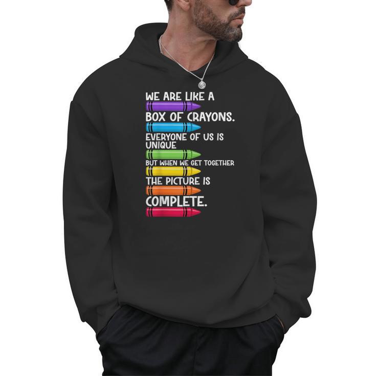 Back To School Teacher We Are Like A Box Of Crayons Men Hoodie