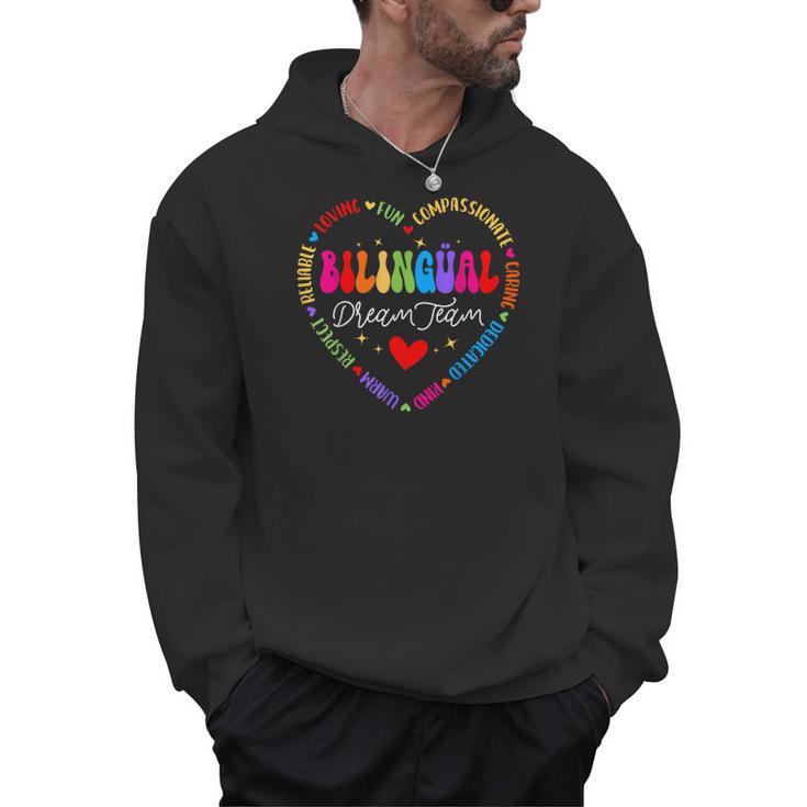 Bilingues Dream Team Dual Language Bilingual Crew Teacher Men Hoodie