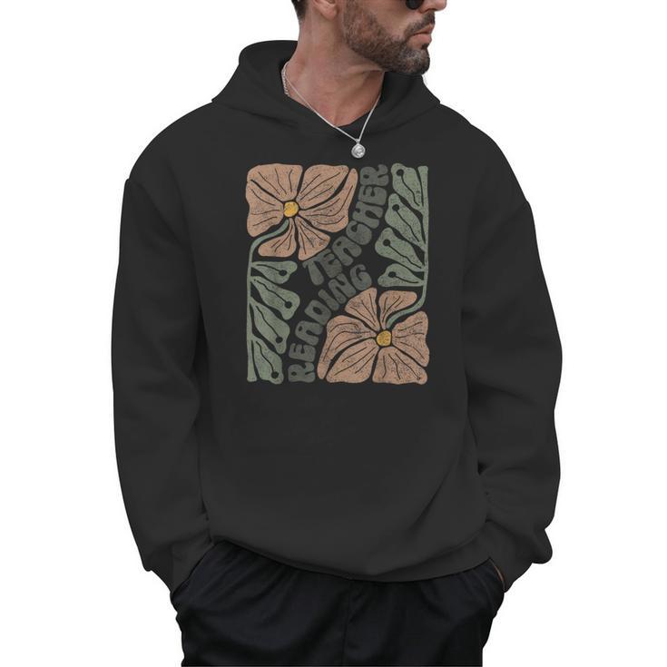 Boho Floral Reading Teacher Retro Reading Specialist Wildfl Men Hoodie