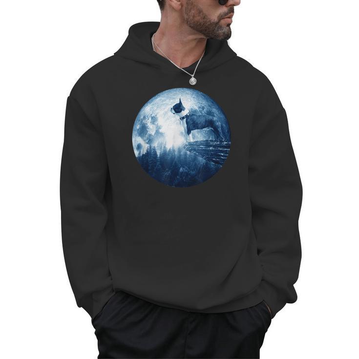 Boston Terrier Dog Moon Dog Mom Dad Women Men Dog Lovers Men Hoodie