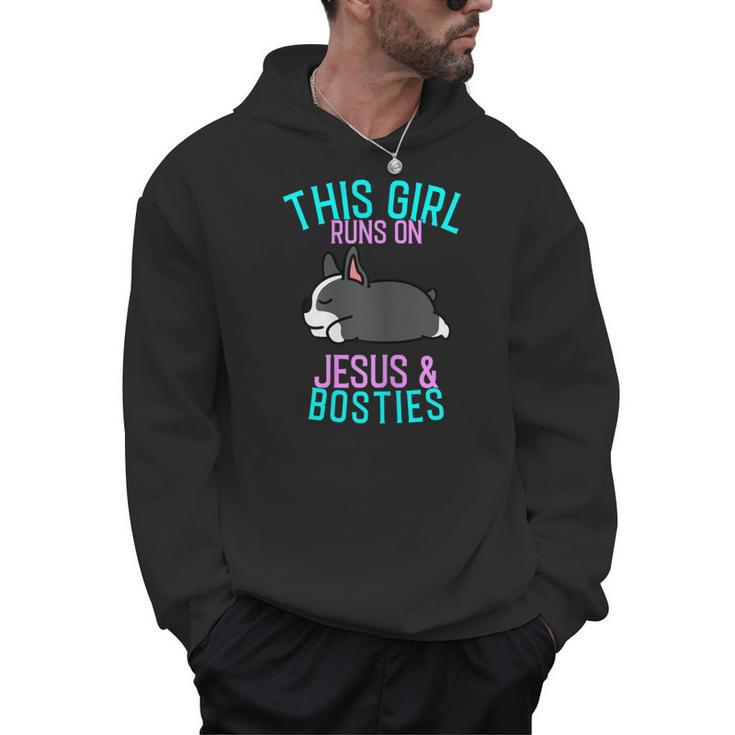Boston Terrier This Girl Runs On Jesus And Boston Terriers Men Hoodie