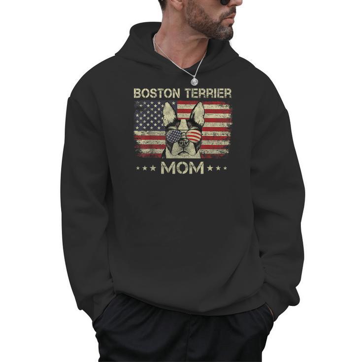Boston Terrier Mom Dog Lovers American Flag 4th Of July Men Hoodie