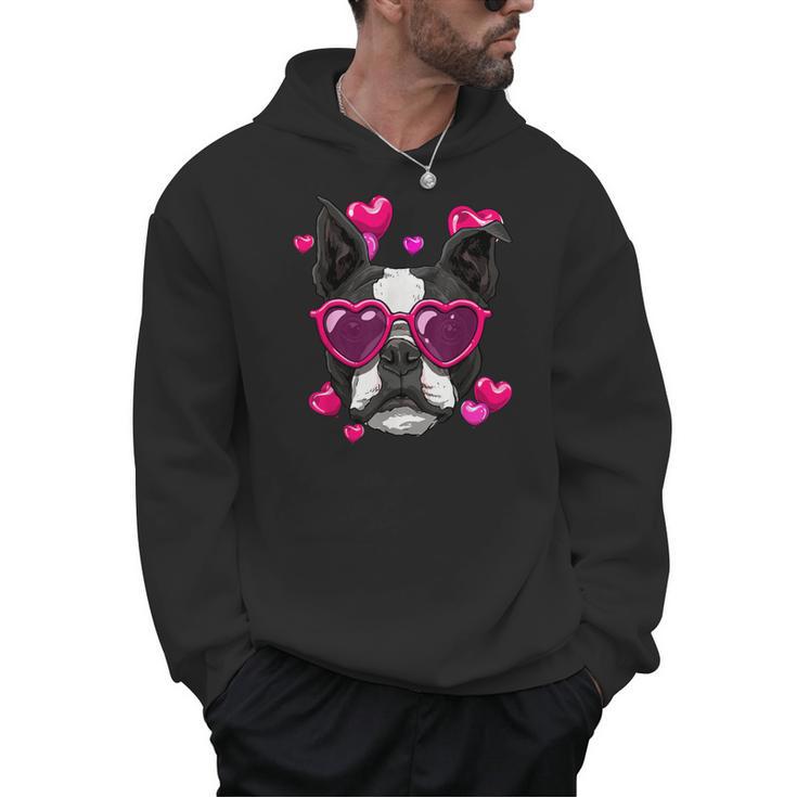 Boston Terrier Valentines Day Shirt Heart Dog Lover Men Hoodie