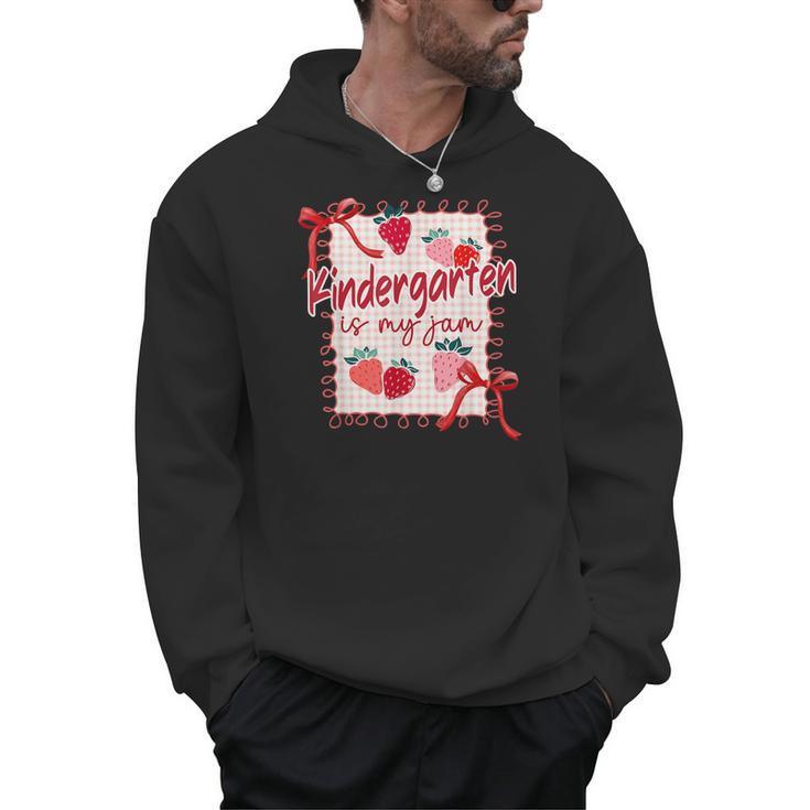 Bow Strawberry Kindergarten Is My Jam Teacher Kinder Team Men Hoodie