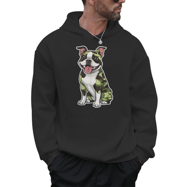 Camo Boston Terrier Pet Owner Camouflage Dog Lover Men Hoodie