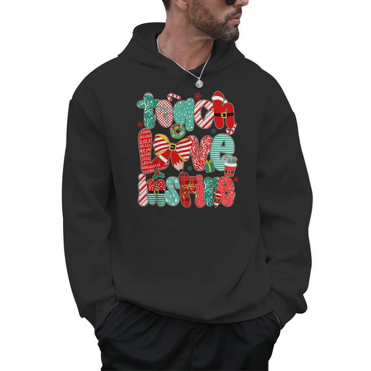 Christmas Coquette Bow Teacher Teach Love Inspire Men Hoodie