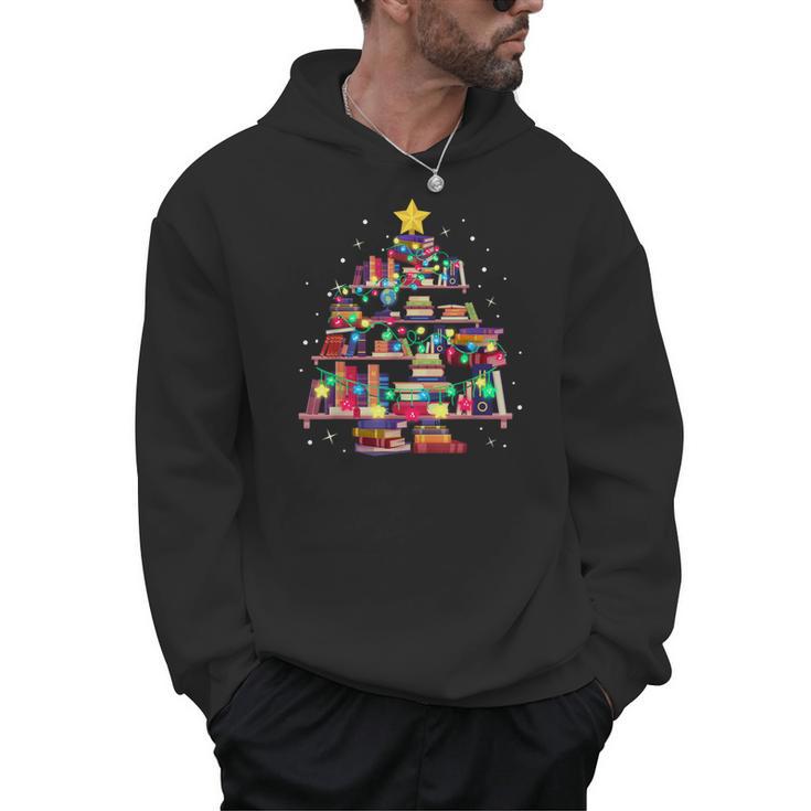 Christmas Library Tree Love Reading Books Nerd Teacher Men Hoodie