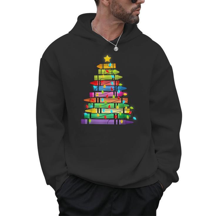 Christmas Tree Made Of Crayons School Teacher Life Student Men Hoodie