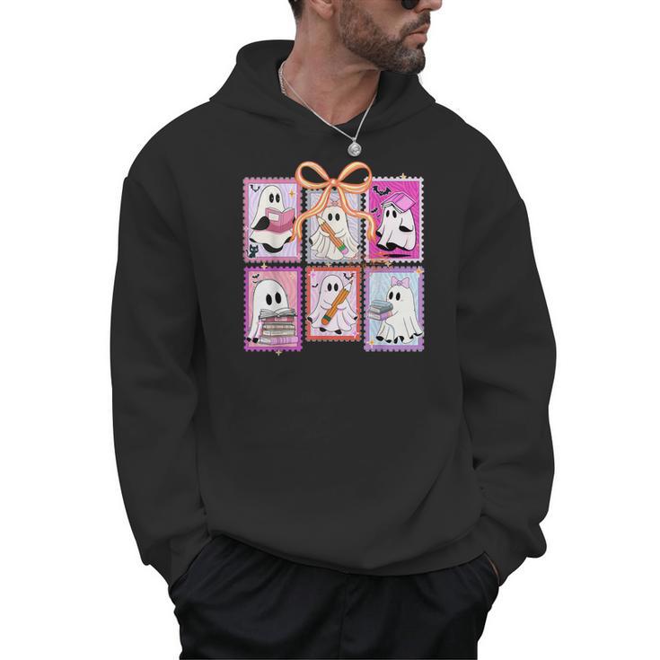 Coquette Bow Spooky Teacher Ghost Halloween Trick Or Teach Men Hoodie
