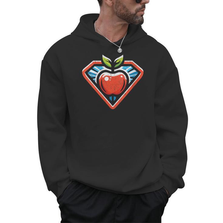 Cute Distressed Super Teacher Superhero Apple Men Hoodie