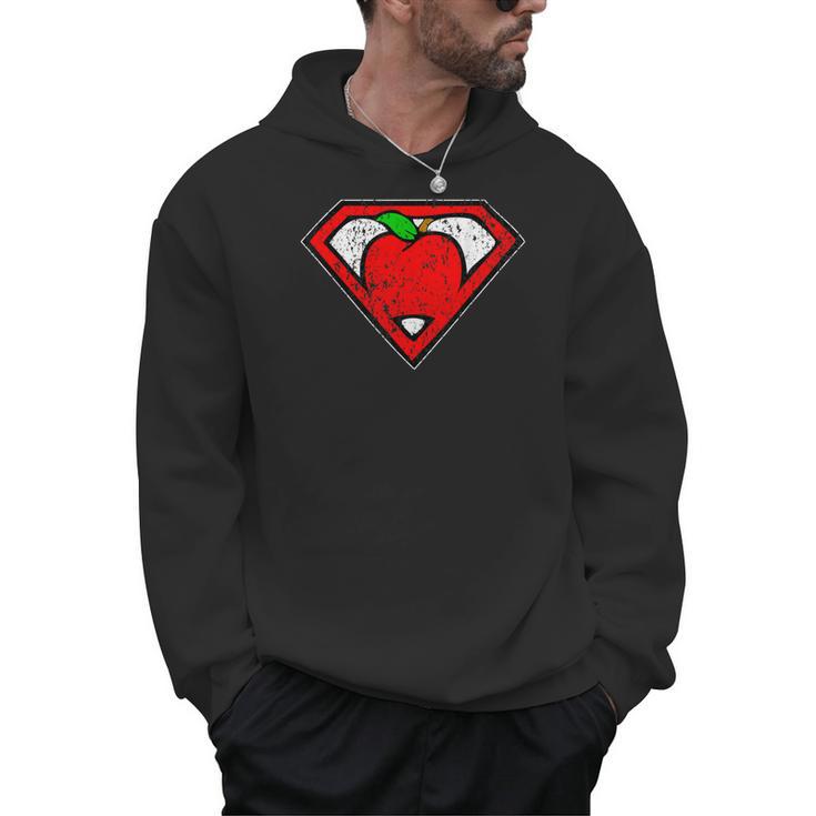 Cute Distressed Super Teacher Superhero Apple Shirt Men Hoodie