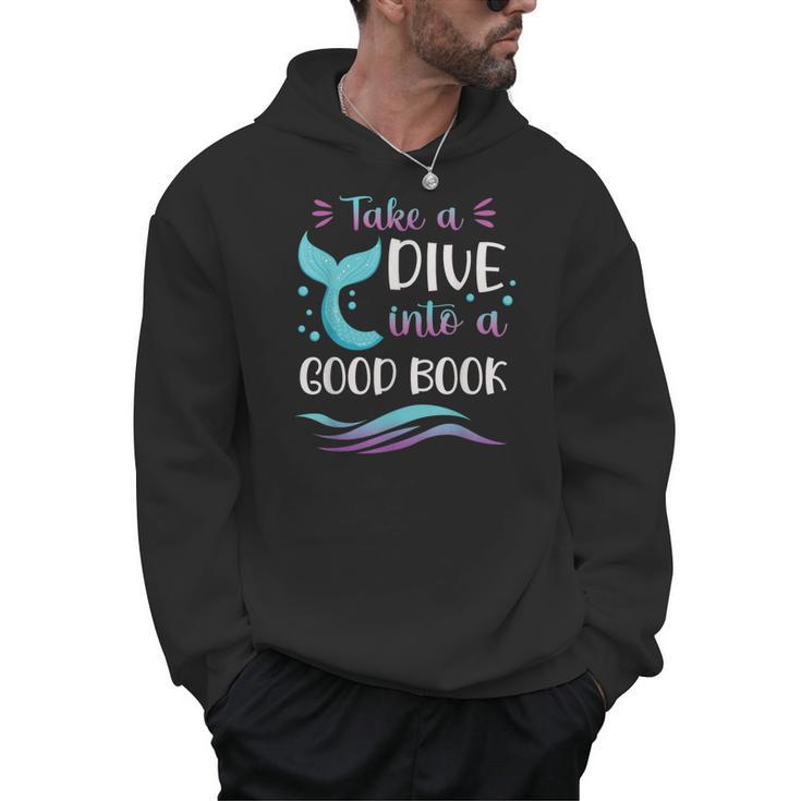 Cute Mermaid Librarian Teacher Dive Into A Good Book Reading Men Hoodie