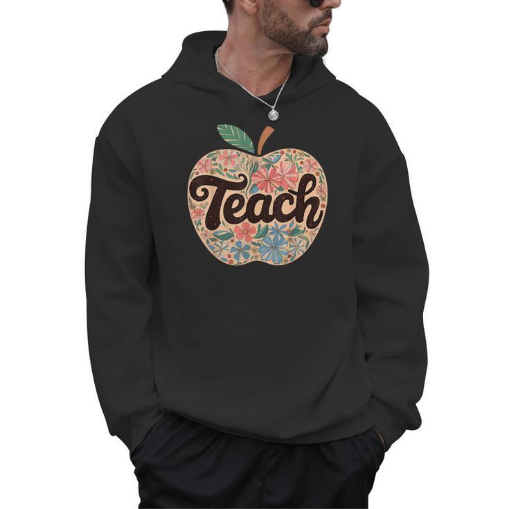 Cute Teacher With Apple Retro Teacher Kids Back To School Men Hoodie