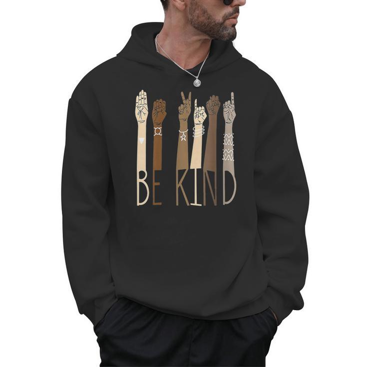 Deaf Be Kind Sign Language Hand Talking Teachers Interpreter Men Hoodie