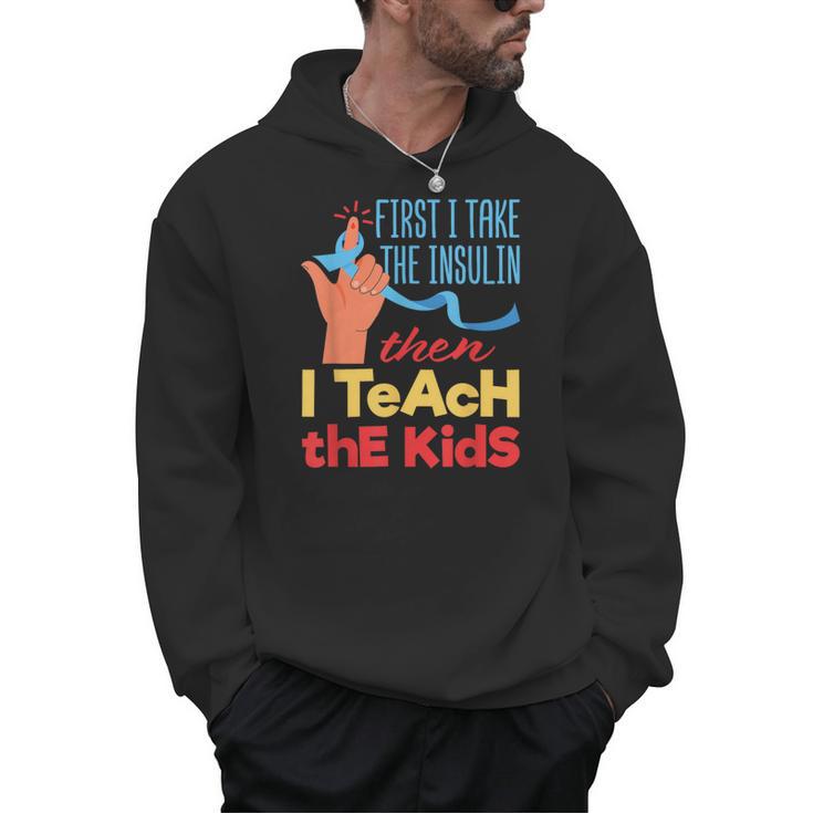Diabetic Teacher Diabetes Awareness Insulin Blue Ribbon Men Hoodie