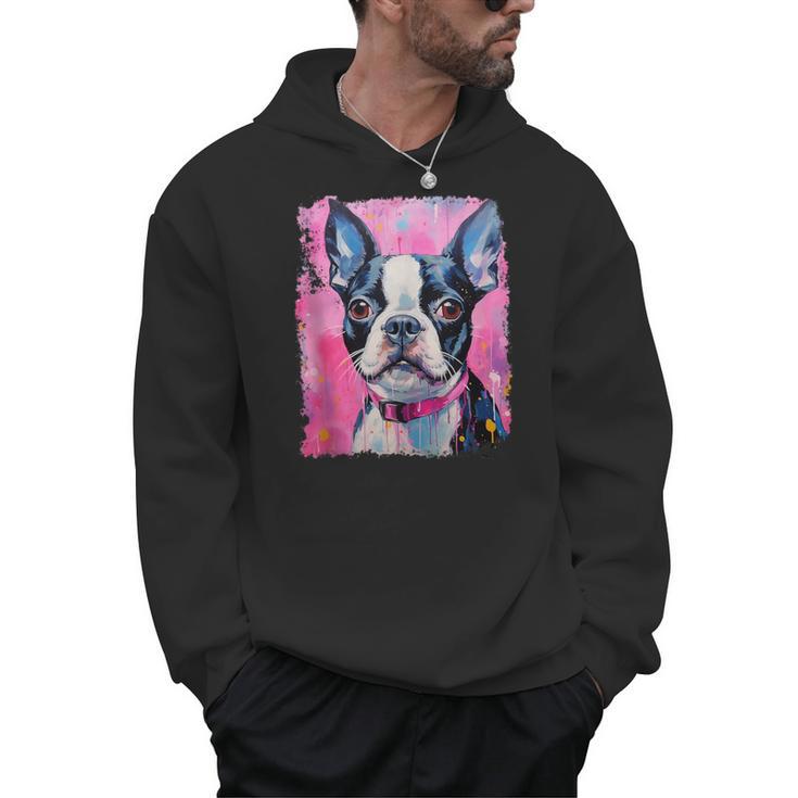Dog Pink Boston Terrier Men Hoodie