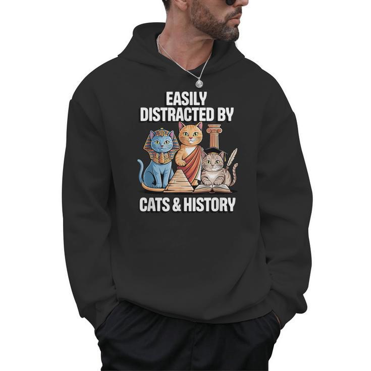 Easily Distracted By Cats & History Teacher Women Men Men Hoodie