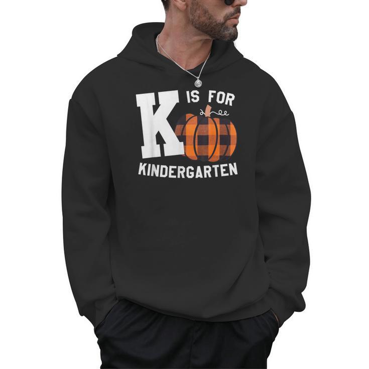Fall Kindergarten Teacher K Is For Buffalo Plaid Pumpkin Men Hoodie