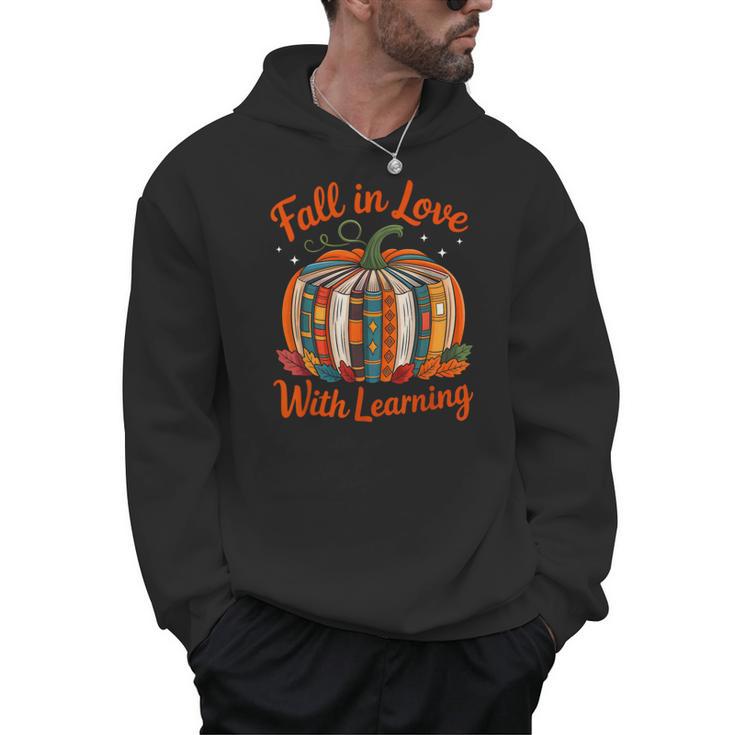Fall In Love With Learning Book Lover Autumn Pumpkin Teacher Men Hoodie
