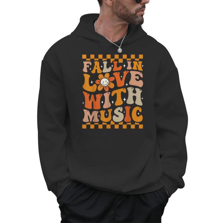 Fall In Love With Music Groovy Thanksgiving Music Teacher Men Women Girls Kids Men Hoodie