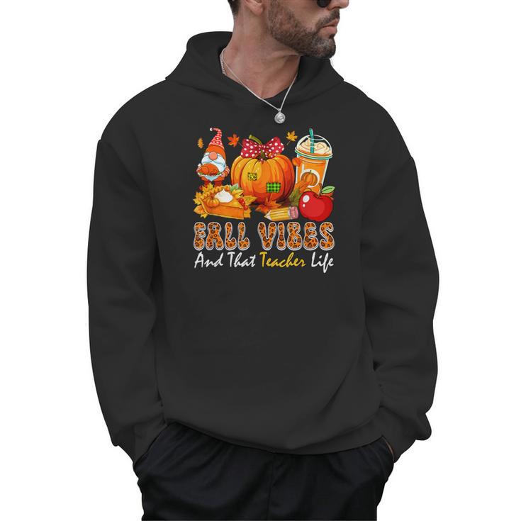 Fall Vibes Costume Teacher Thanksgiving Leopard Gnome Men Hoodie