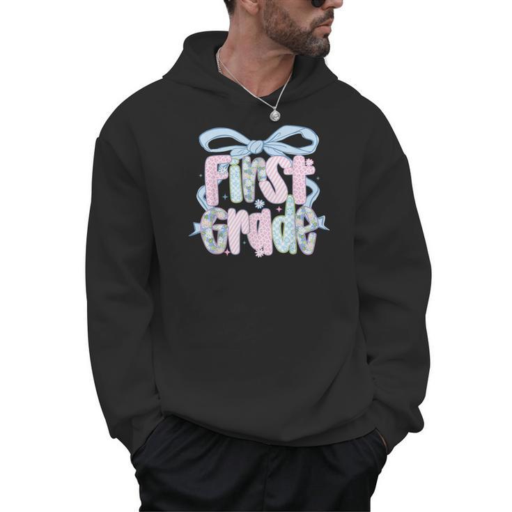 First Grade Coquette Bow Girls Teacher Team 1st Grade Squad Men Hoodie