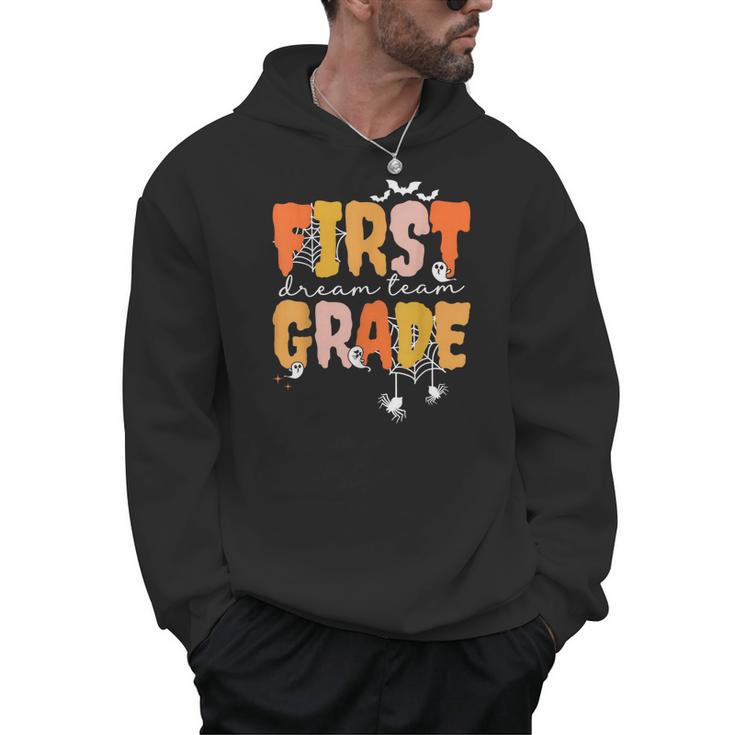 First Grade Dream Retro Team Fall Halloween Spooky Teachers Men Hoodie