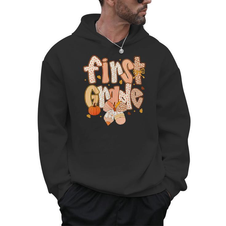 First Grade Fall Floral Coquette Bow Teachers Students Men Hoodie