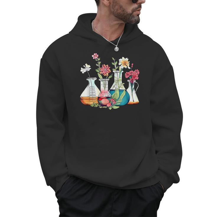 Floral Beakers Chemistry Lab Teacher Men Hoodie