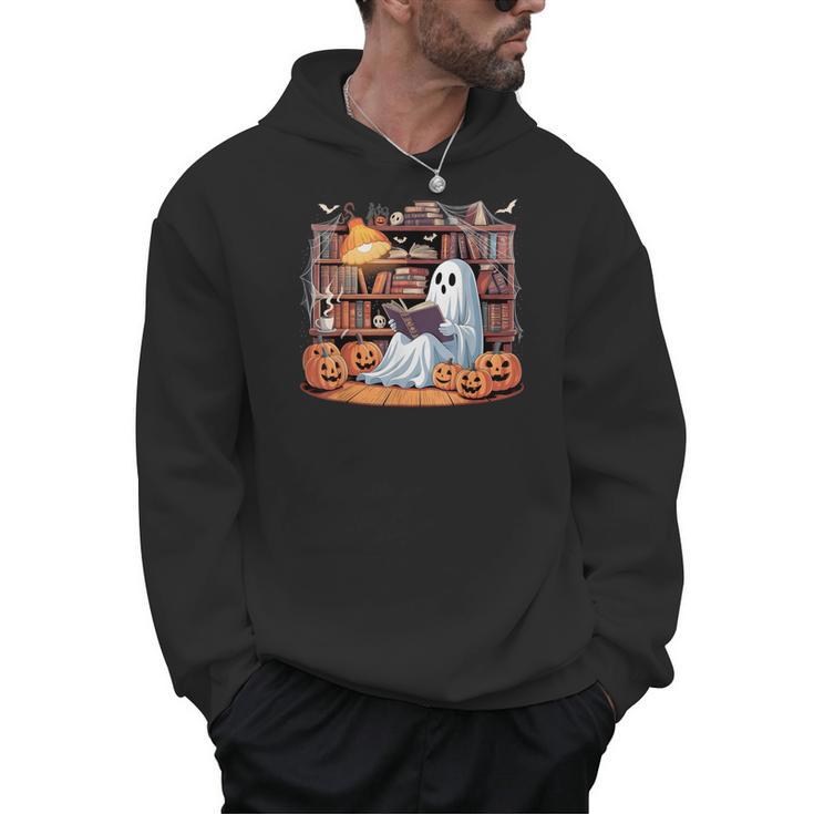 Ghost Book Reading Halloween Books Lover Teacher Men Hoodie
