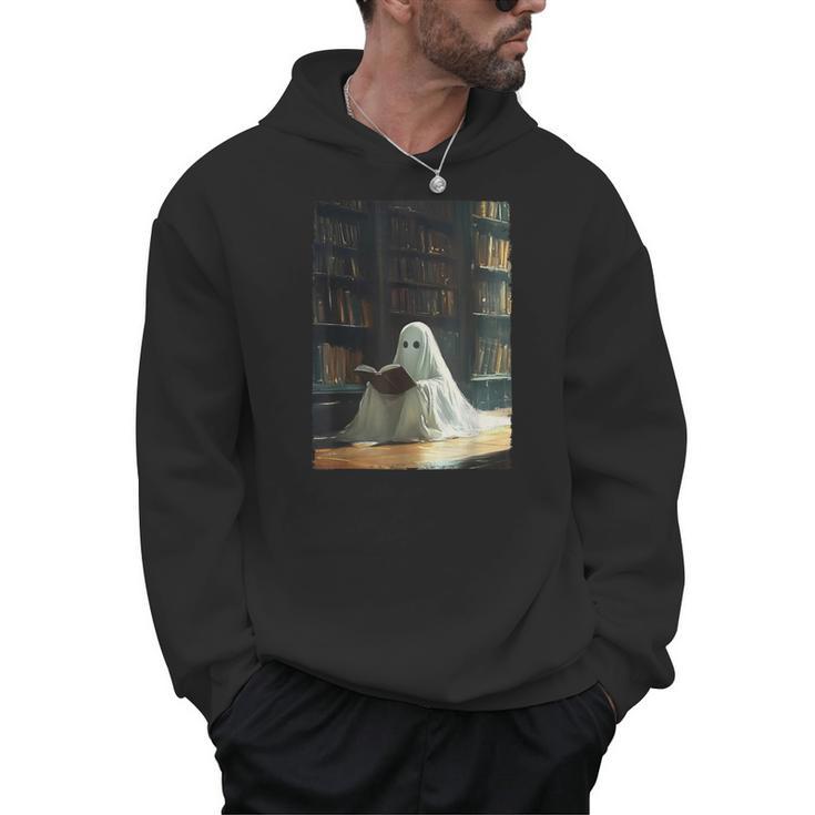 Ghost Library Halloween Book Reading Books Lover Teacher Men Hoodie