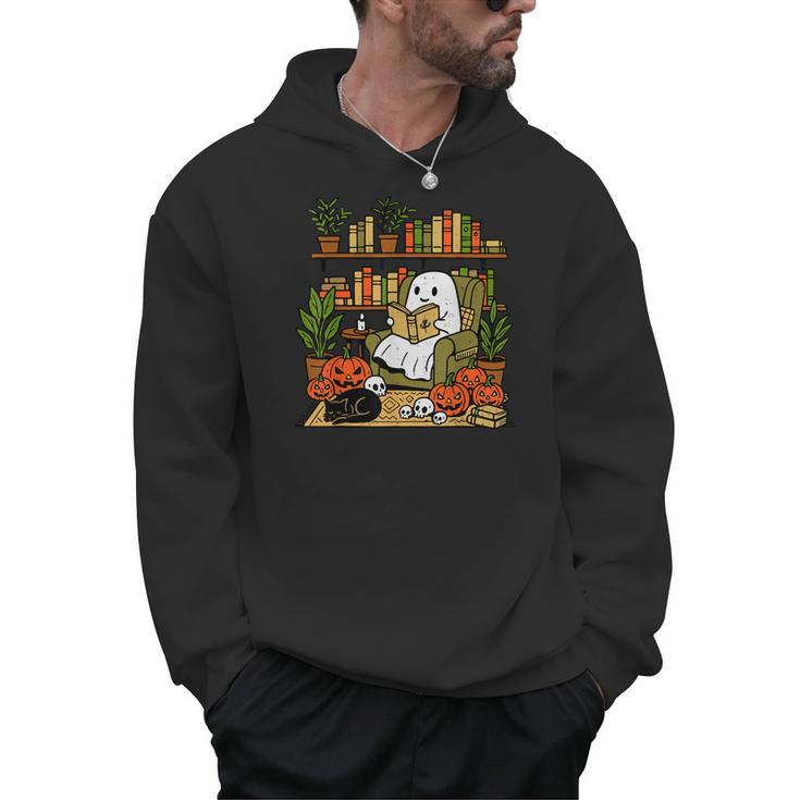 Ghost Library Reading Books Halloween Librarian Teacher Men Hoodie
