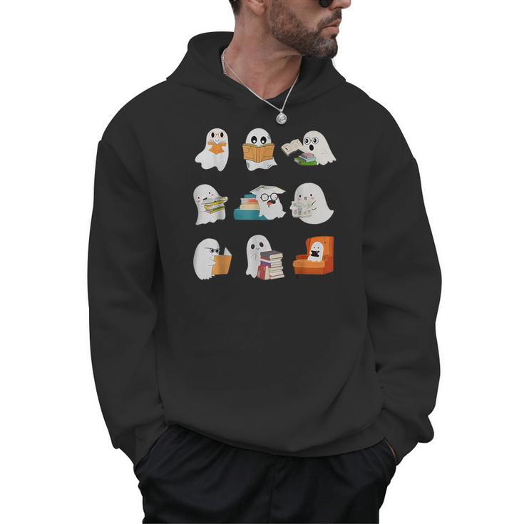 Ghost Reading Teacher Halloween Librarian Book Lover School Men Hoodie