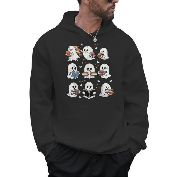 Ghosts With Books Library Halloween Men Women Kids Teacher Men Hoodie