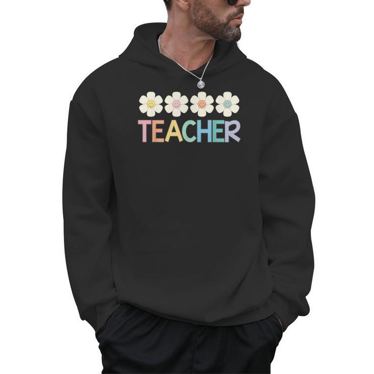 Groovy Teacher Cute Daisy Flower Retro Back To School Men Hoodie