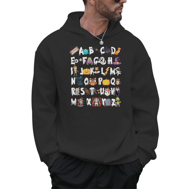 Halloween Alphabet ABCs Learning Kindergarten Teacher Men Women Kids Men Hoodie