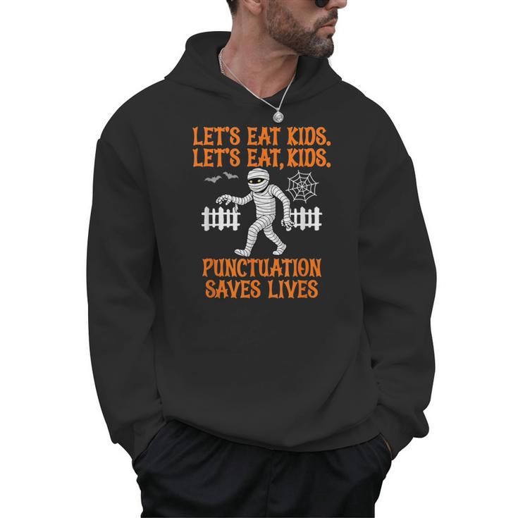 Halloween Lets Eat Kids Punctuation Teacher Men Hoodie