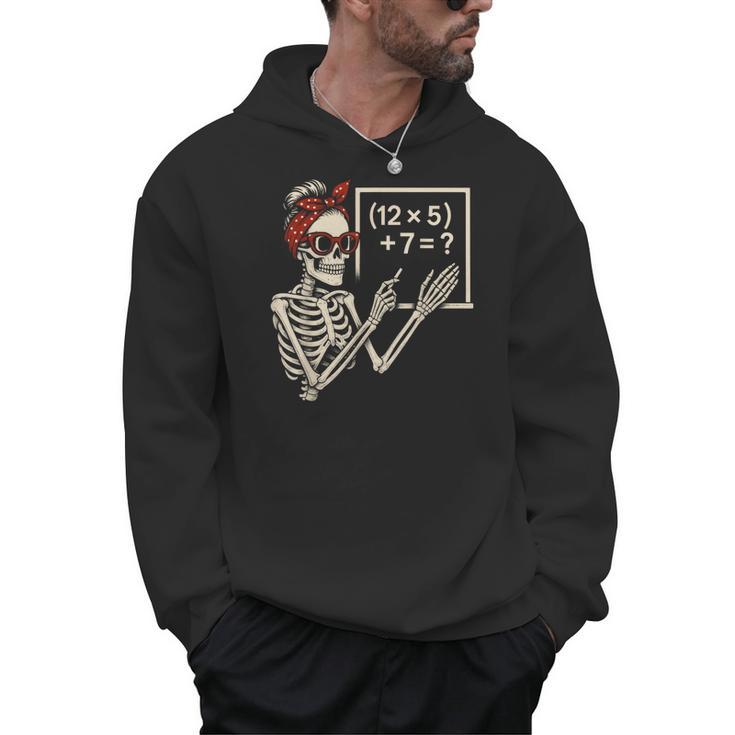 Halloween Math Teacher Skeleton Six Seven Meme Brainrot Men Hoodie