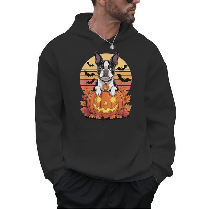 Halloween Retro Boston Terrier Men Hoodie