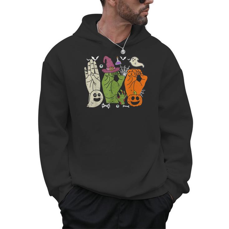 Halloween SPED Teacher Boo In ASL Boo Hands Sign Language Men Hoodie