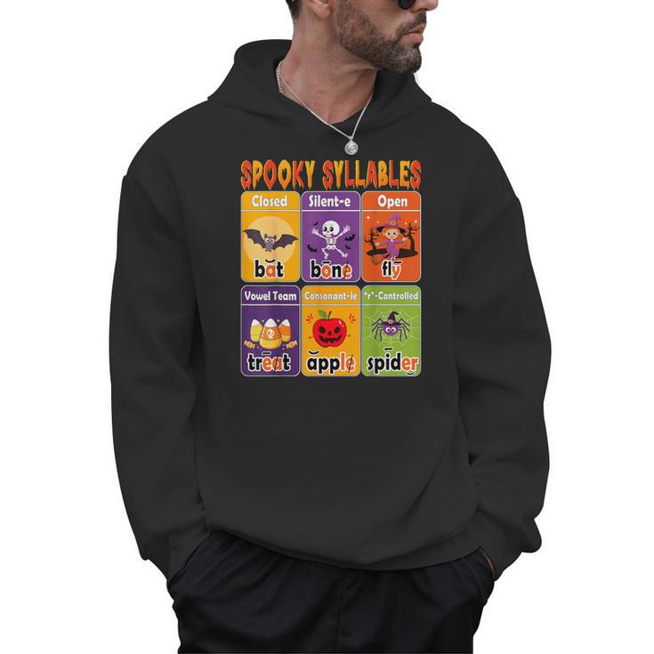Halloween Spooky Syllable Types Teacher Educational Men Hoodie