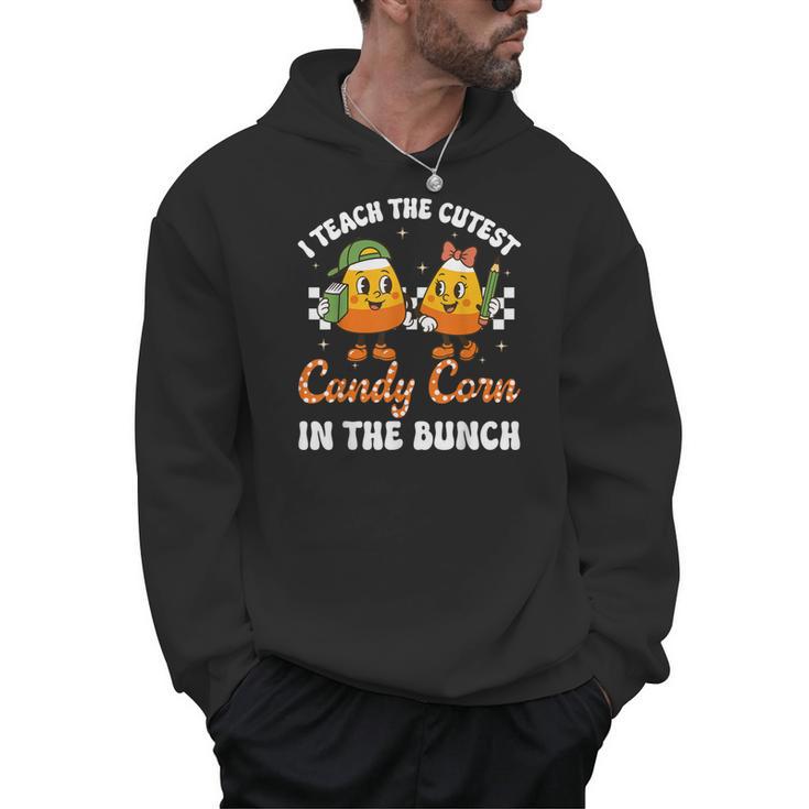Halloween Teacher Cutest Candy Corn Groovy Spooky Teachers Men Hoodie