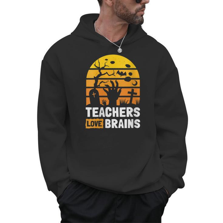 Halloween Teachers Science Math Teachers Love Brains Men Hoodie