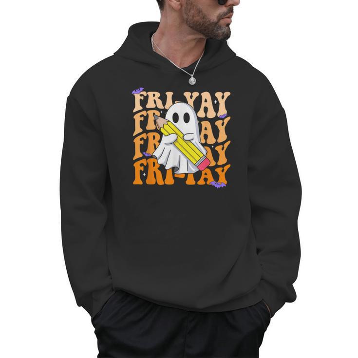 Happy Fri-Yay Friday Lovers Groovy Teacher Life Halloween Men Hoodie